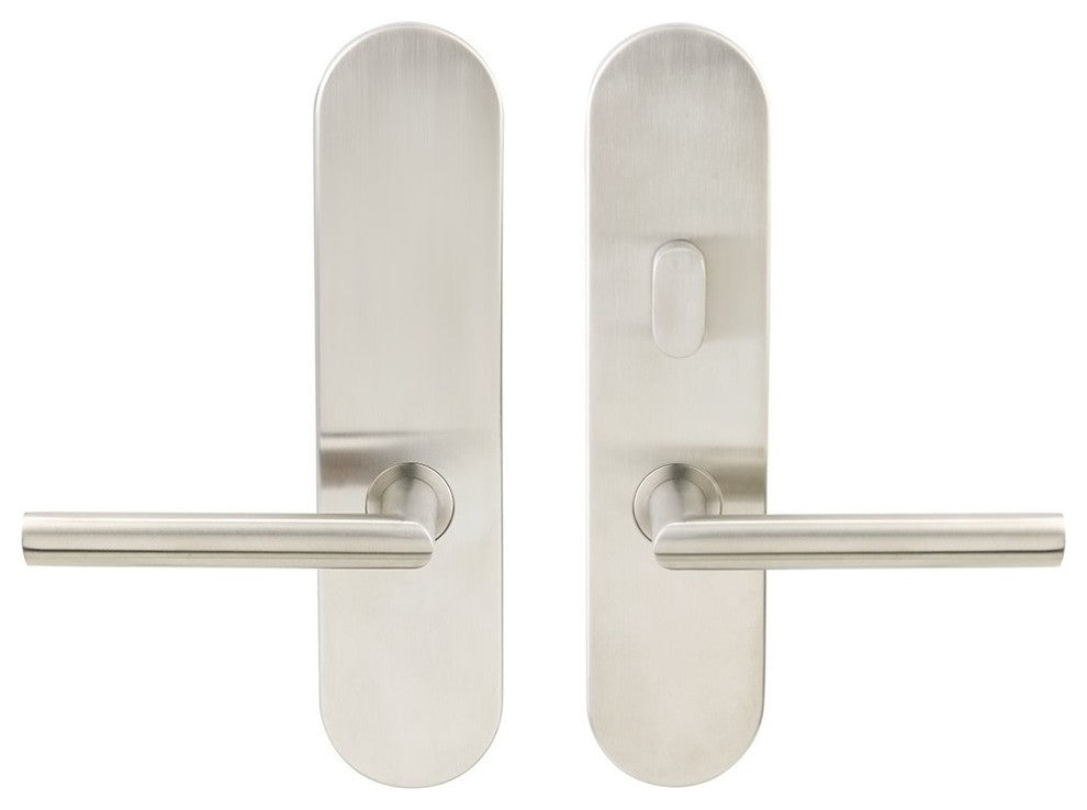 Frankfurt Lever, Tubular Passage, Privacy Bolt, Left Hand, Satin Stainless Steel