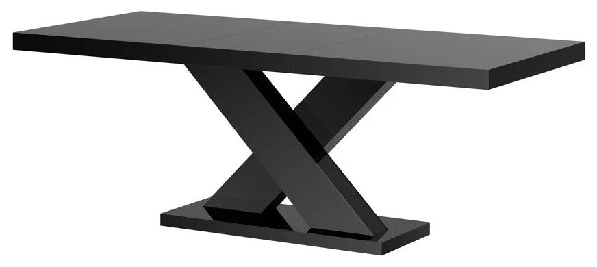 XENON High Gloss Extendable Dining Table, Black/Black