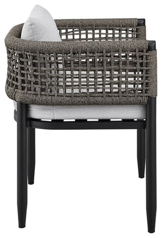 Armen Living Felicia 5-Piece Aluminum Outdoor Dining Table Set in Black/Gray