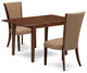 A Dinette Set Of 2 Chairs Light Sable Color, 12" Butterfly Leaf Table, Mahogany