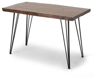 GDF Studio Aneissa Faux Live Edge Rectangular Dining Table, Natural/Black