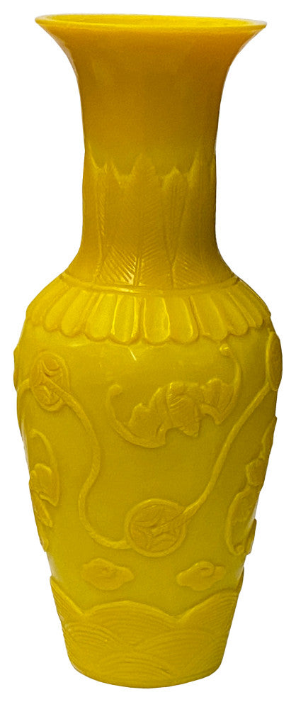 Oriental Handmade Bats Coins Motifs Yellow Peking Glass, Hws2233