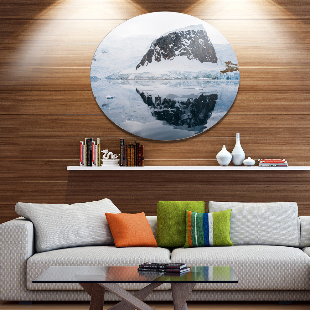 Snowcap Hill In Antarctica, Seashore Art Round Wall Art, 36"
