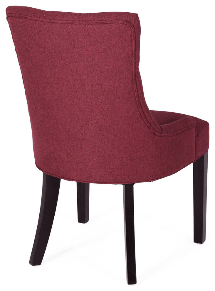 Summer Contemporary Tufted Dining Chairs, Set of 2, Red, Fabric