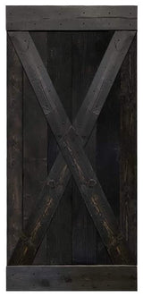 Stained Solid Pine Wood Sliding Barn Door, Charcoal Black, 38"x84", X Series