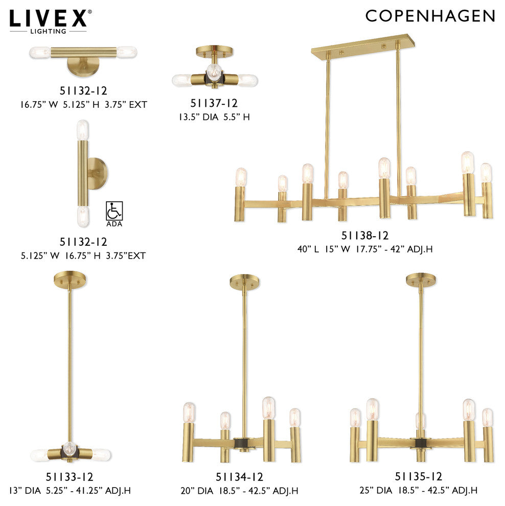 Livex Lighting Satin Brass 8-Light Linear Chandelier