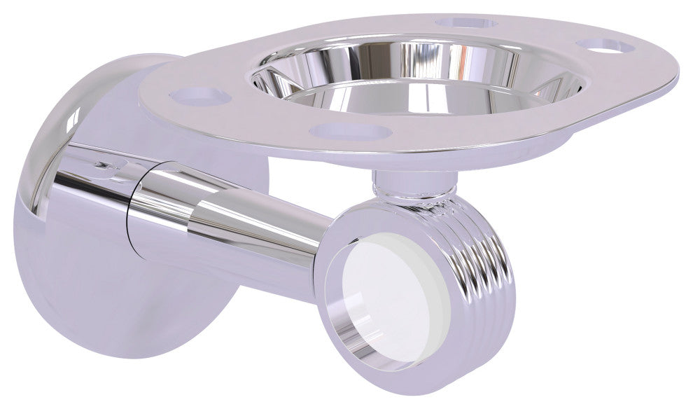 Clearview Tumbler and Toothbrush Holder with Groovy Accents, Polished Chrome