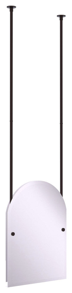Frameless Arched Top Ceiling Hung Mirror, Antique Bronze