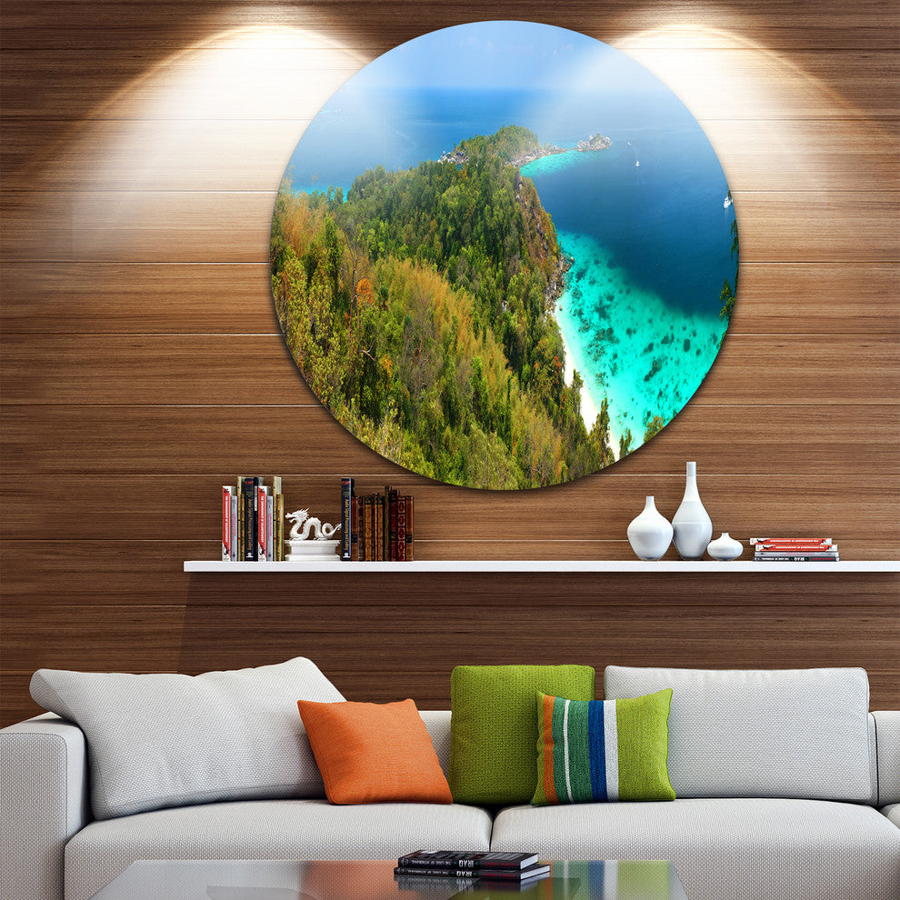 Similan Islands Paradise Bay, Modern Seascape Round Wall Art, 11"