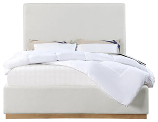 Alfie Linen Textured Fabric Upholstered Bed, Cream, King