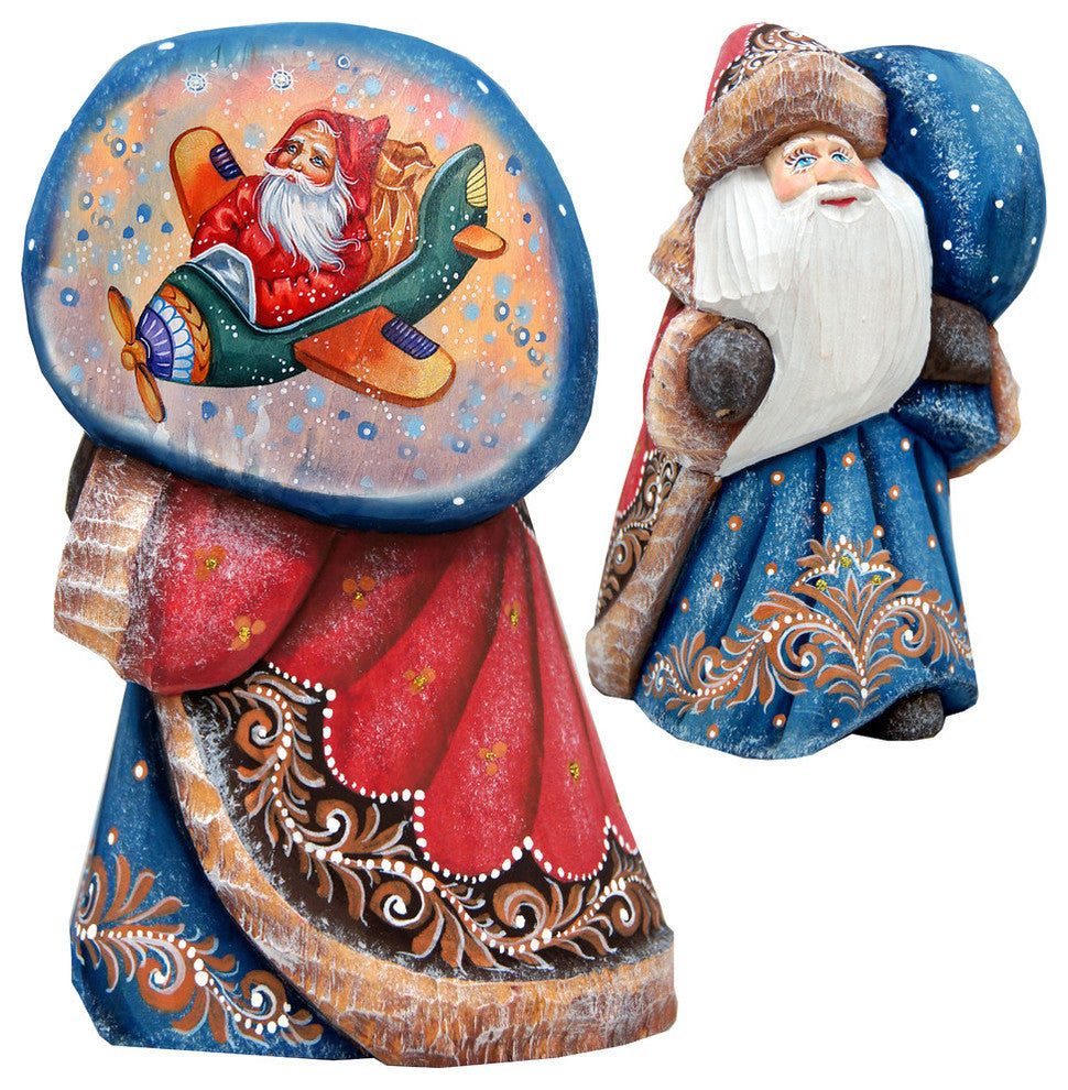 Wood Carved Santa With Bag