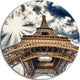 Fisheye View Of Eiffel Tower, Cityscape Digital Art Round Wall Art, 11"