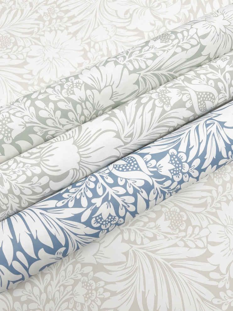Wedgewood Blue Modern Acanthus Peel & Stick Wallpaper