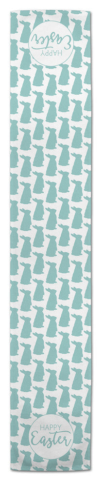 Blue Happy Easter Bunny Silhouettes 16x90 Table Runner