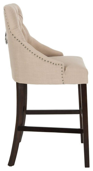 Safavieh Eleni Tufted Bar Stool, Beige/Espresso