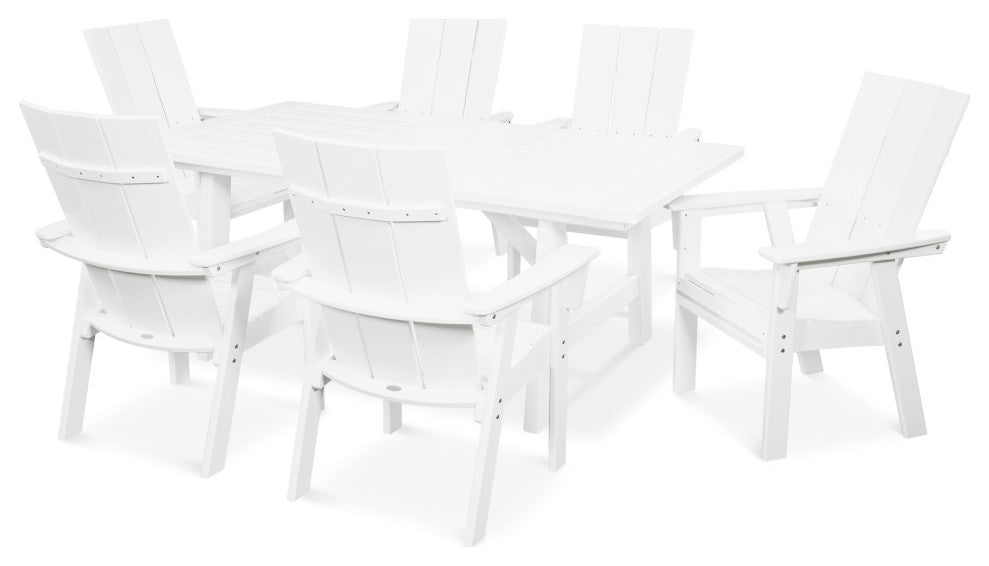 POLYWOOD Modern Adirondack 7-Piece Rustic Farmhouse Dining Set
