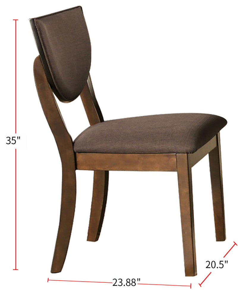 Set of 2 Wooden Dining Chair, Walnut And Dark Chocolate