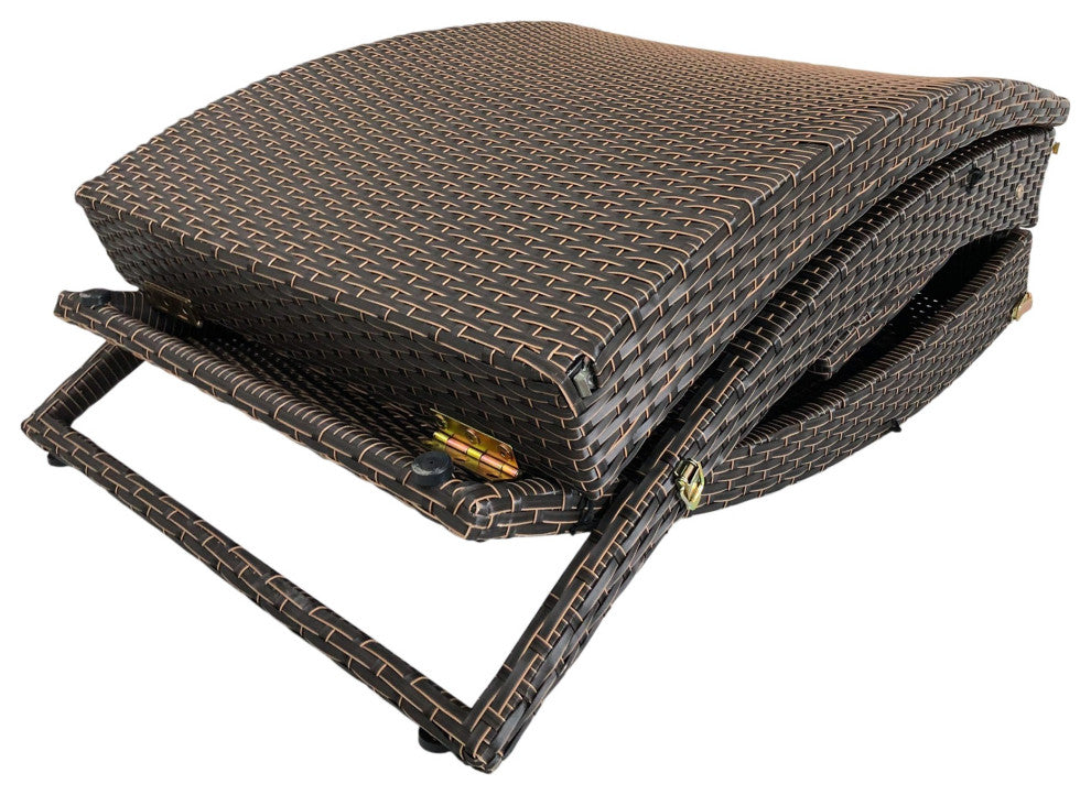 65" Faux Wicker and Dark Gray Cushions Chaise Lounge