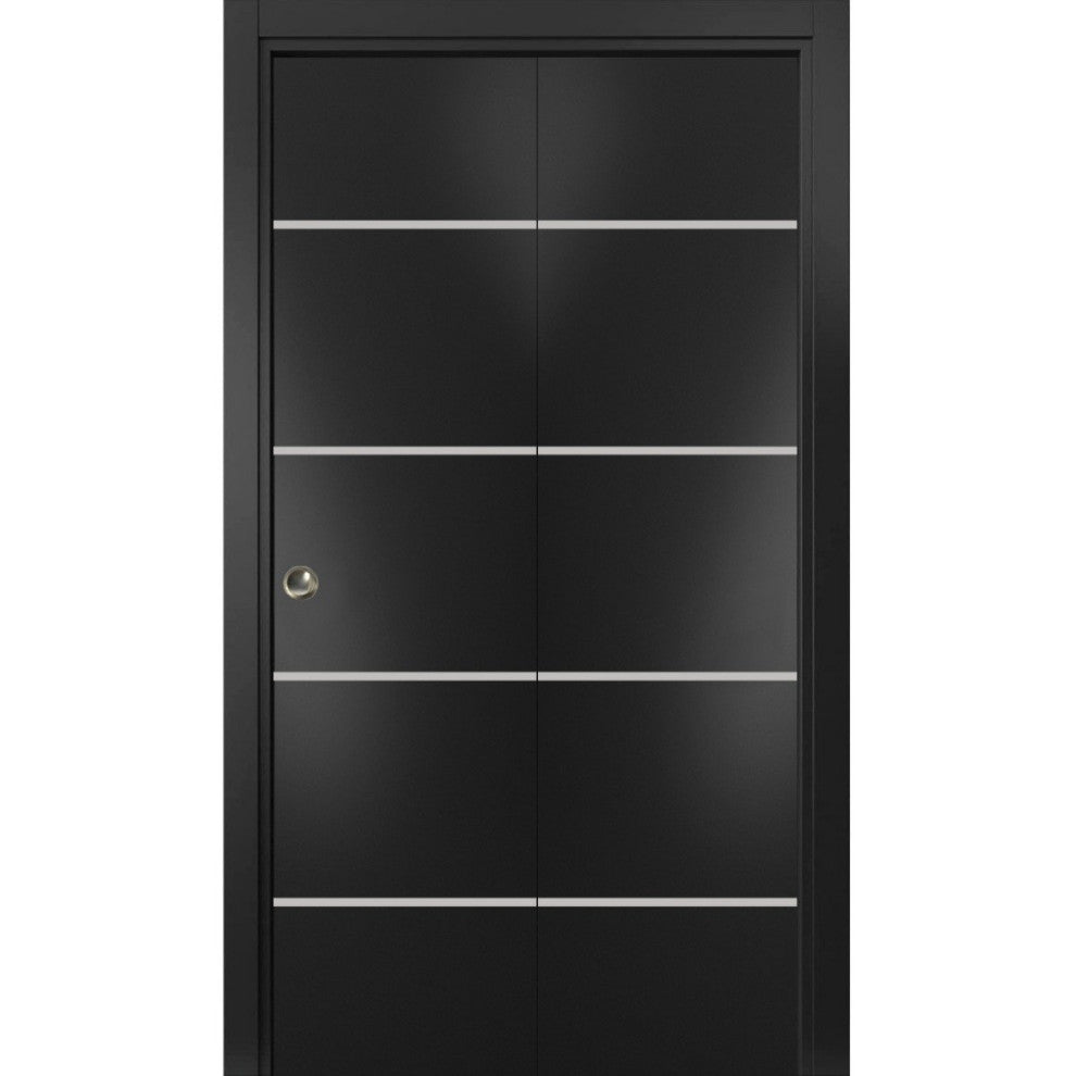 Bi-fold Doors 84 x 84 | Planum 0210 Matte Black with  | Sturdy Tracks