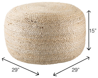 Jaipur Living Mesa Solid Cylinder Pouf, White
