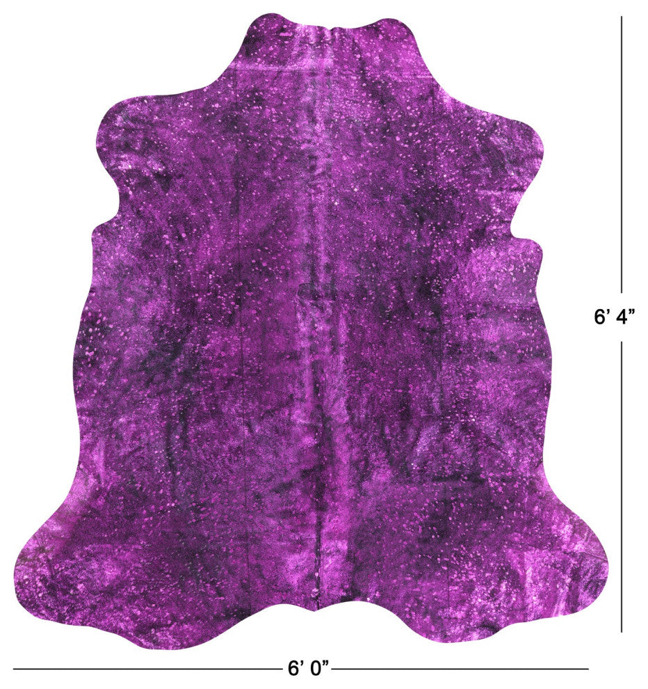 6' 4" X 6' 0" Pink Metallic Cowhide Rug C2097