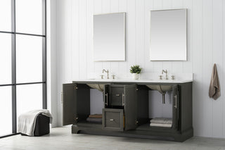 Vanity Art Bathroom Vanity With Sink & Top, Silver Grey, 72" (Double Sink), Engineered Marble