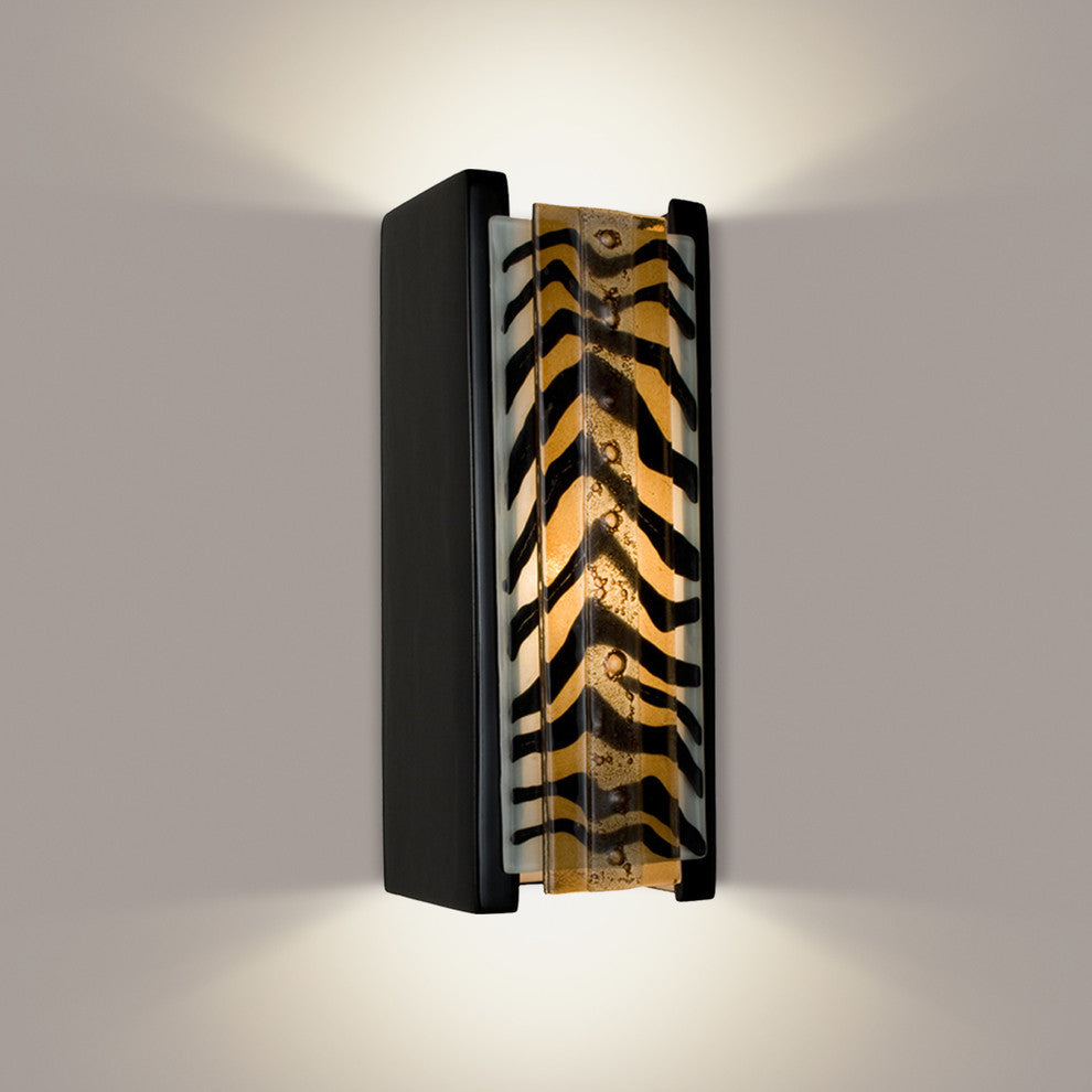 Safari Wall Sconce, Matador Black Gloss and Zebra Caramel, Bulb Type: E12