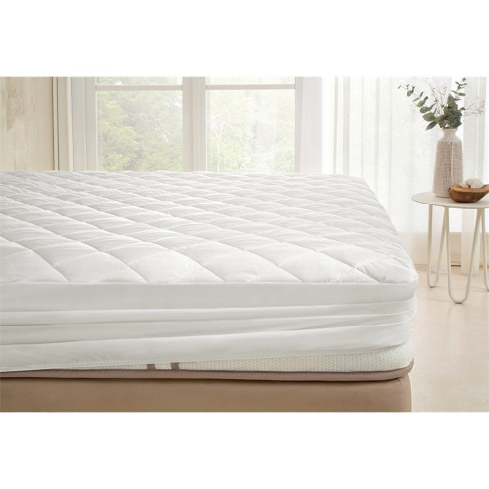 Yatas Bedding Suprelle 95 71 x 85" Cotton Cal King Mattress Protector in White