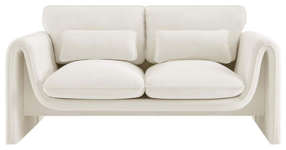 Sloan Cream Velvet Fabric Loveseat