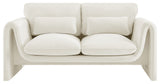 Sloan Cream Velvet Fabric Loveseat
