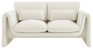 Sloan Cream Velvet Fabric Loveseat