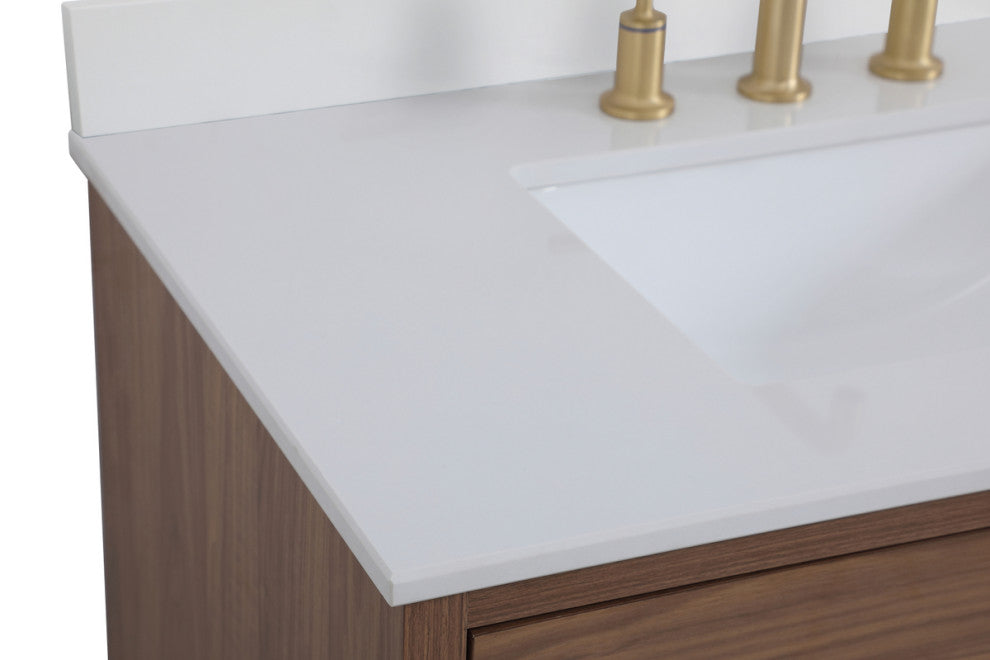 Bella 36" Bathroom Vanity, Walnut Brown With Backsplash