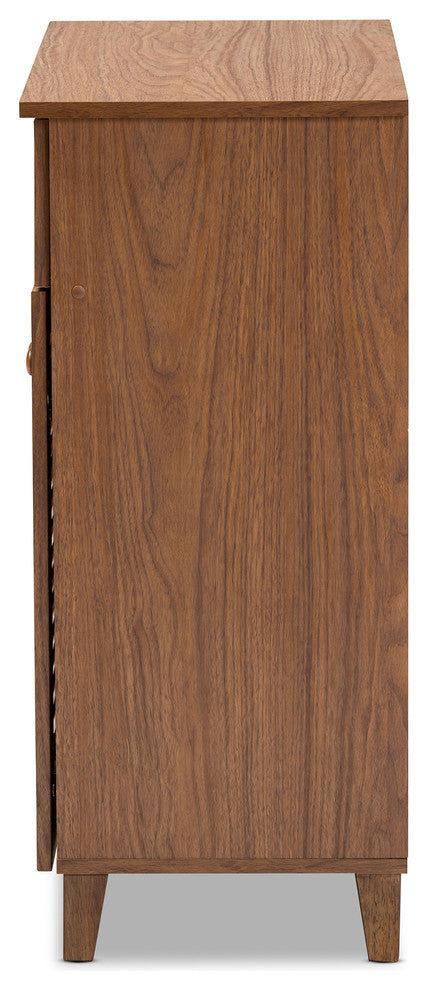 Aretha Walnut 4-Shelf Wood Shoe Storage Cabinet With Drawer