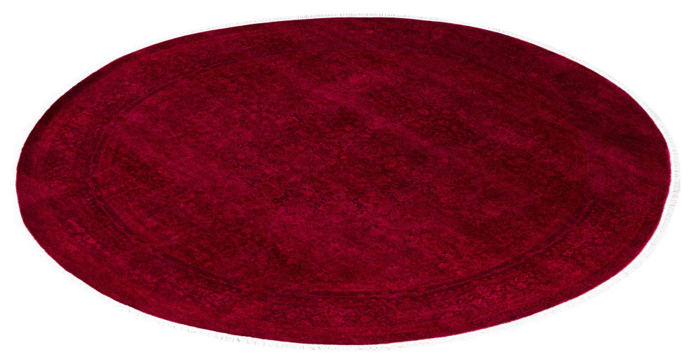 Overdyed One-of-a-Kind Hand-Knotted Area Rug Red, 7' 1" x 7' 1"