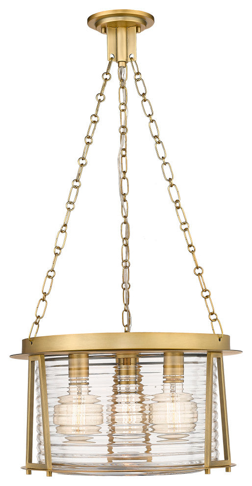 Z-LITE 3-Light Pendant, Rubbed Brass