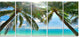 Palm Hanging over Sandy White Beach, Seashore Canvas Print, 60"x28", 5 Panels