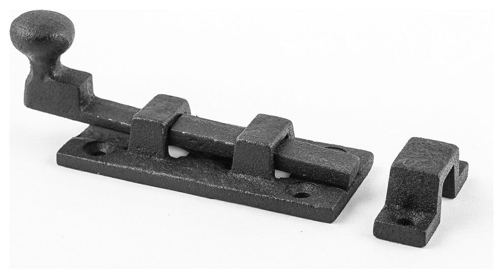 Black Wrought Iron Slide Bolt 3.5" Wide Rustproof Finish Door Bolt