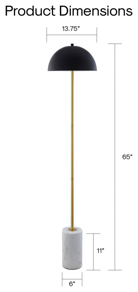 Inspired Home Kenadie Floor Lamp, Marble Stone Base, Black