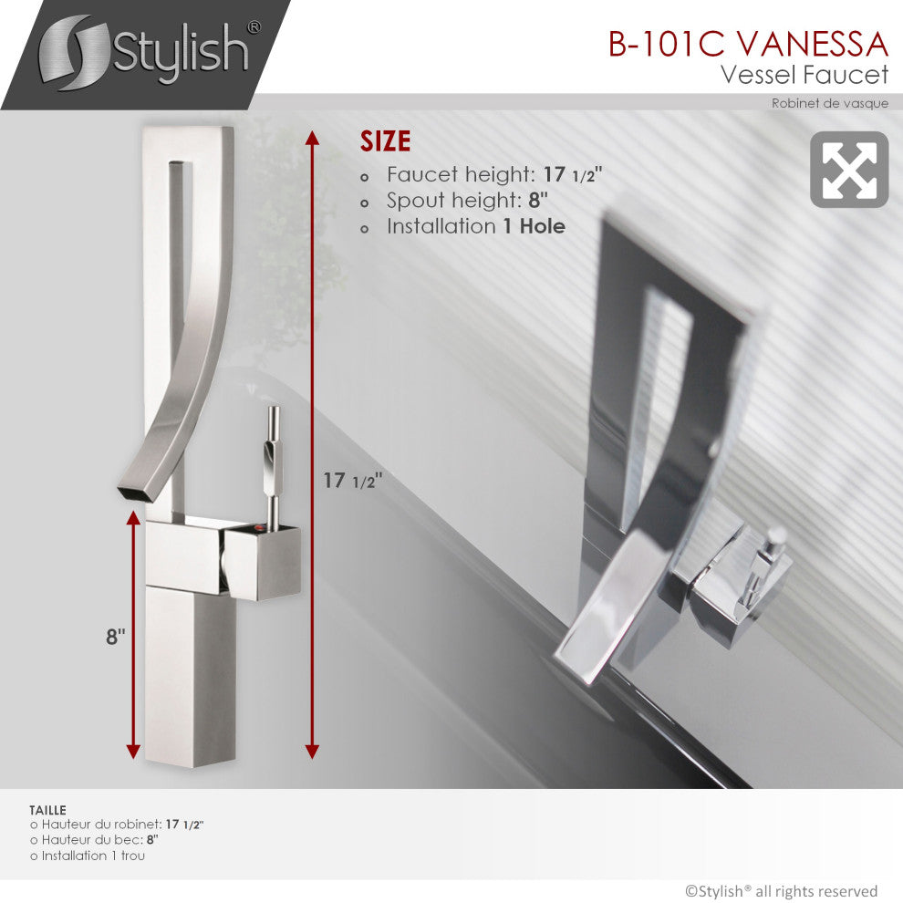 STYLISH Single Handle Bathroom Faucet for Single Hole Brass Vessel Mixer Tap