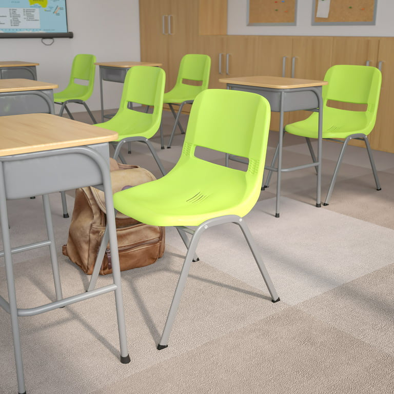 5 Pack Multipurpose Chair, Stackable Design With Plastic Seat & Back, Green