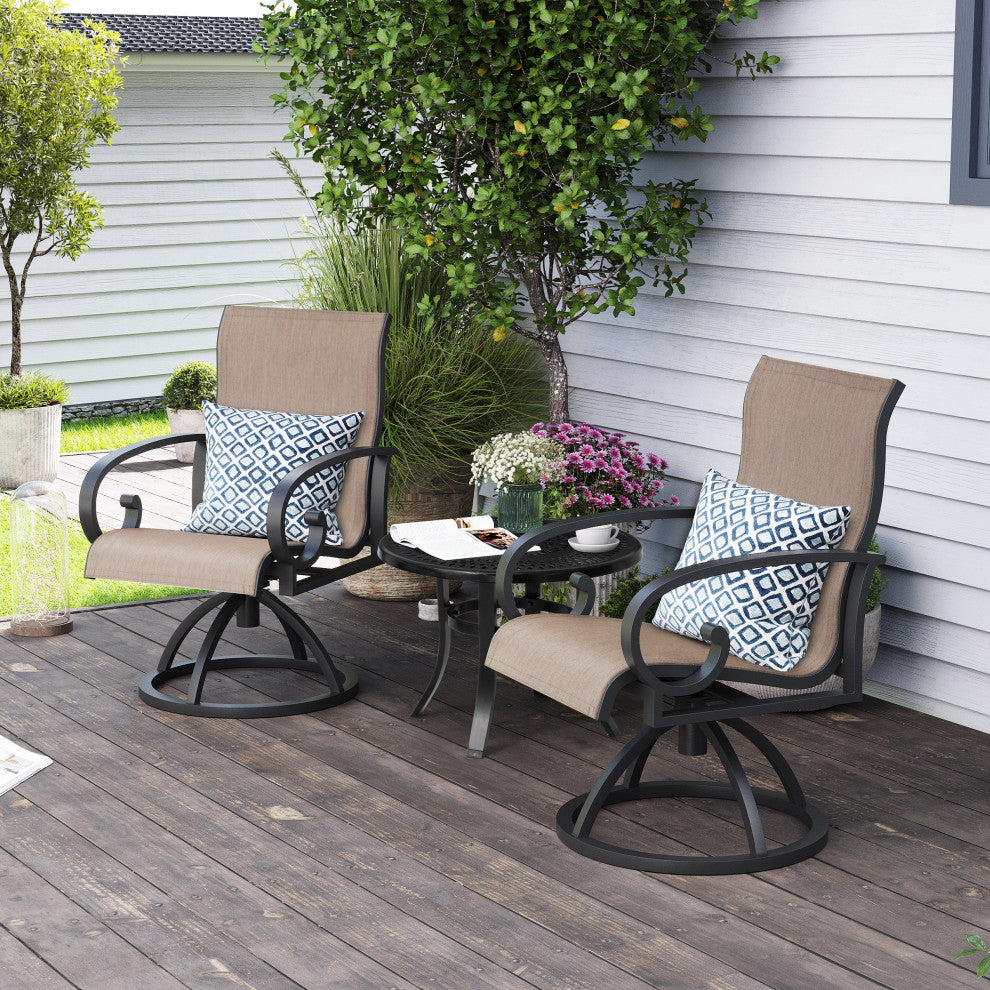 Bar Stool Chair Outdoor Aluminum Rocking Lounge, Brown