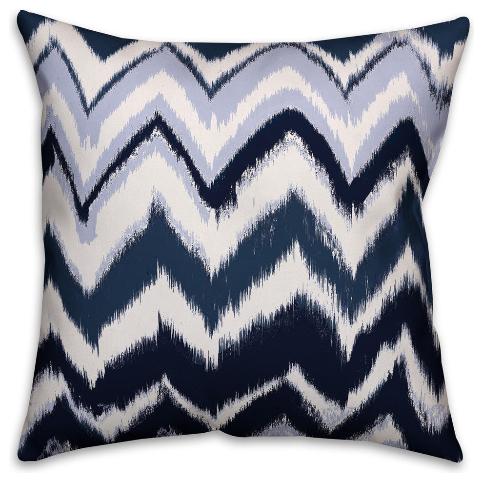 Navy Abstract Chevron Spun Poly Pillow, 18x18