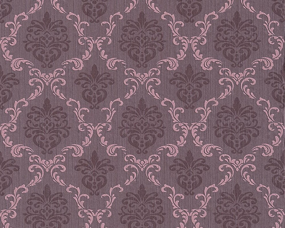 Tessuto, Baroque Fabric Violet Wallpaper Sample, Wall Decor Accent