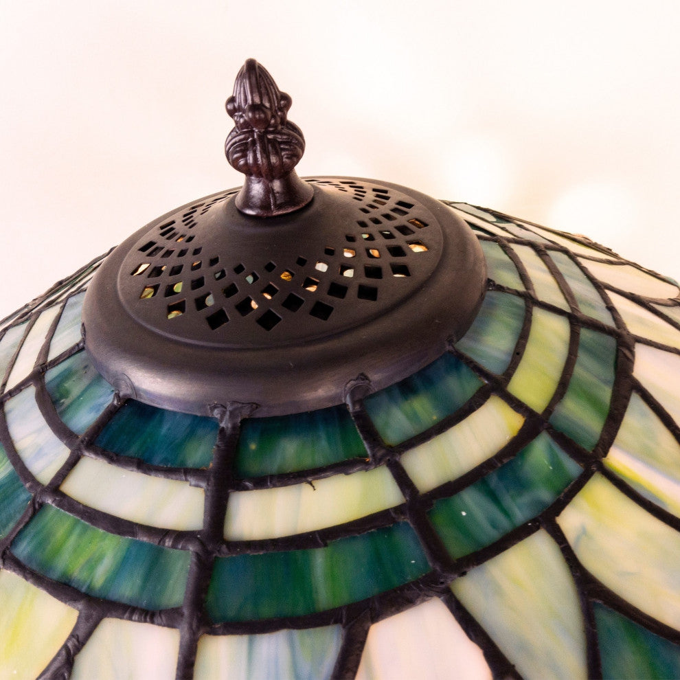 Pomance 16 in. 2-Lights Indoor Green and Antique Bronze Finish Table Lamp
