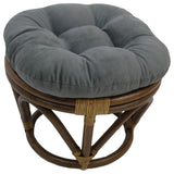 18" Round Solid Micro Suede Tufted Footstool Cushion, Steel Gray