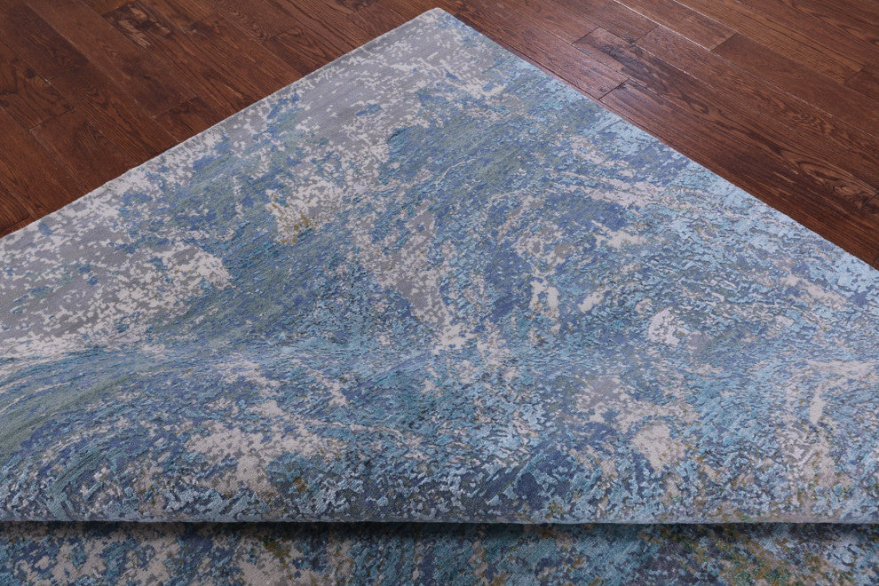 Hand-Knotted Abstract Wool & Silk Rug 7' 11" X 10' 2" - Q13075