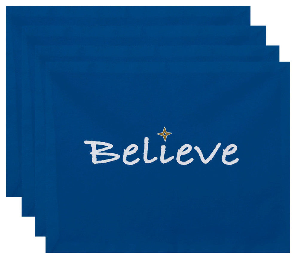 18"x14" Believe, Word Print Placemat, Teal, Set of 4