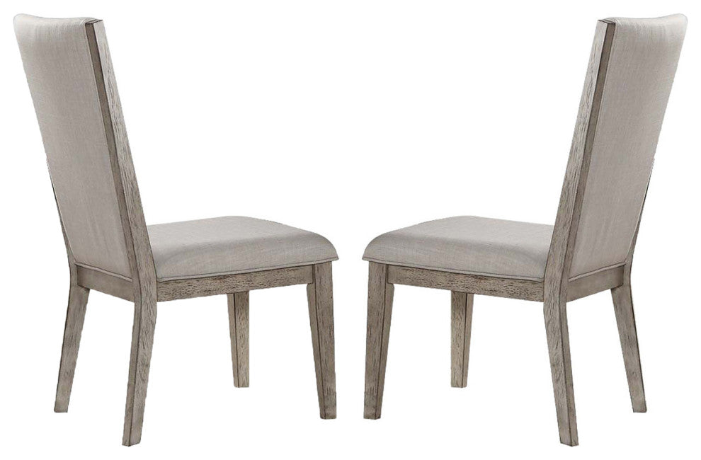 Set of 2 Fabric Side Chair, Gray Oak Finish