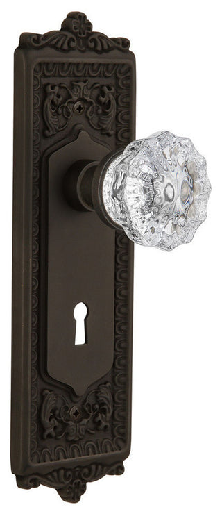 Double Egg & Dart Plate With Crystal Knob, Oil-Rubbed Bronze