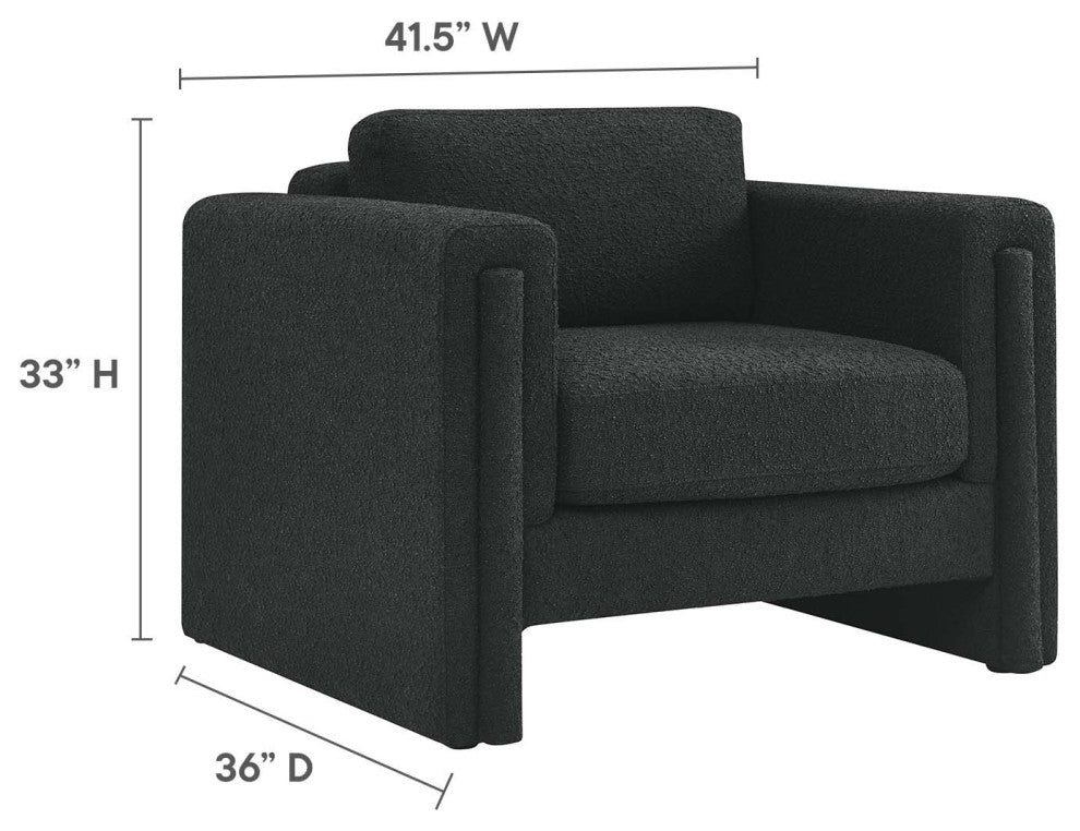 Visible Boucle Fabric Armchair - Black